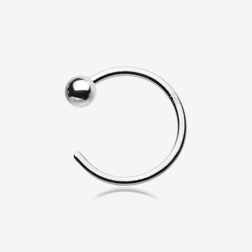 14 Karat White Gold Solid Ball End Nose Hoop Ring